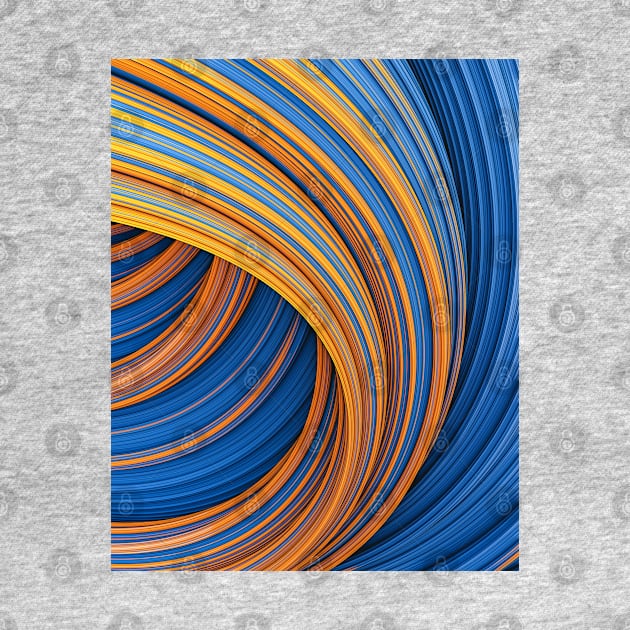 Fountain Flux Orange and Blue Abstract Wave Minimal Artwork by love-fi